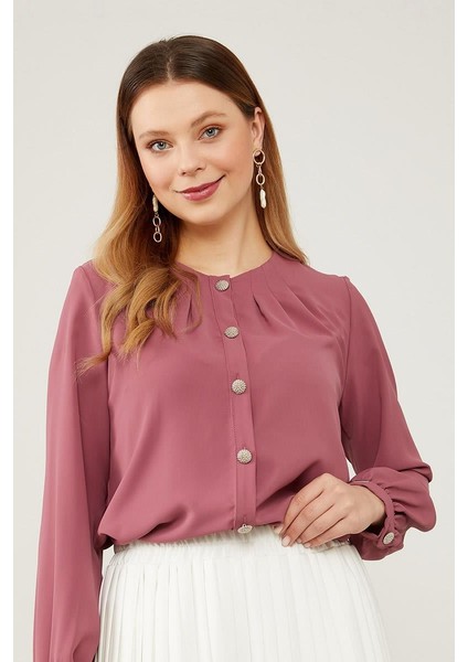 K.Pembe Bisiklet Yaka Taş Düğmeli Gömlek fiyatları