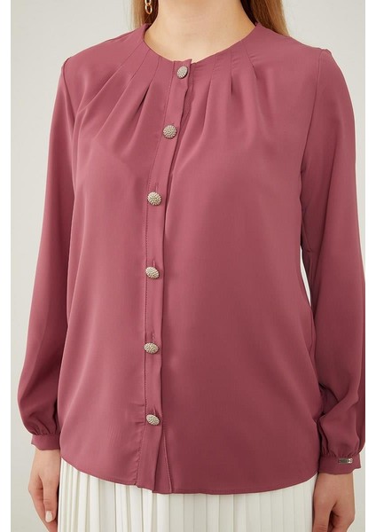 K.Pembe Bisiklet Yaka Taş Düğmeli Gömlek fırsatları