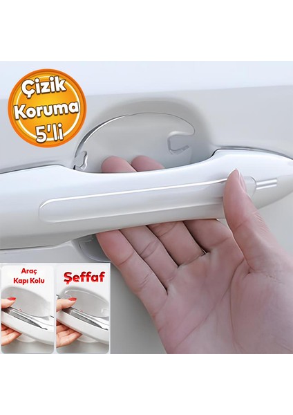 Araba Araç Otomobil Kapı Kolu Kendinden Yapışkanlı 85X75 mm Çizik Önleyici Koruyucu Bandı 5'li Bant