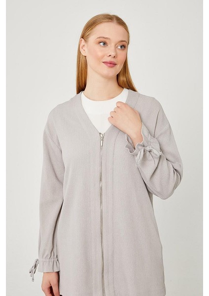 Gri Fermuar Kapamalı Pantolonlu İkili Takım modelleri