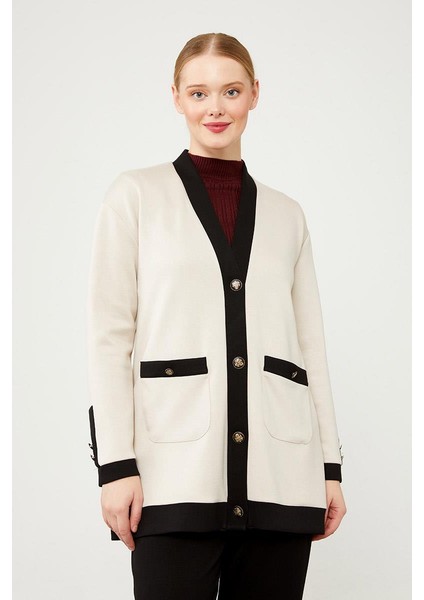 Bej-Siyah Düğme Kapamalı Hırkalı İkili Takım fırsatları