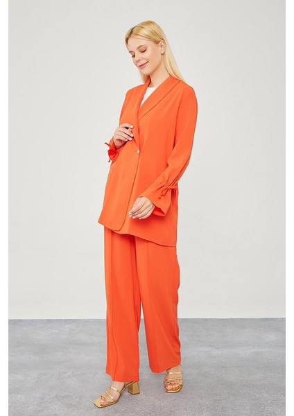 Oranj Kolları Büzgü Detaylı Pantolonlu Takım fiyatları