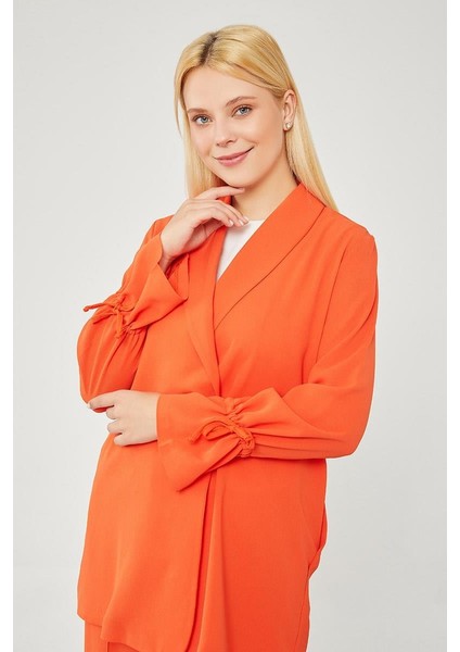 Oranj Kolları Büzgü Detaylı Pantolonlu Takım modelleri