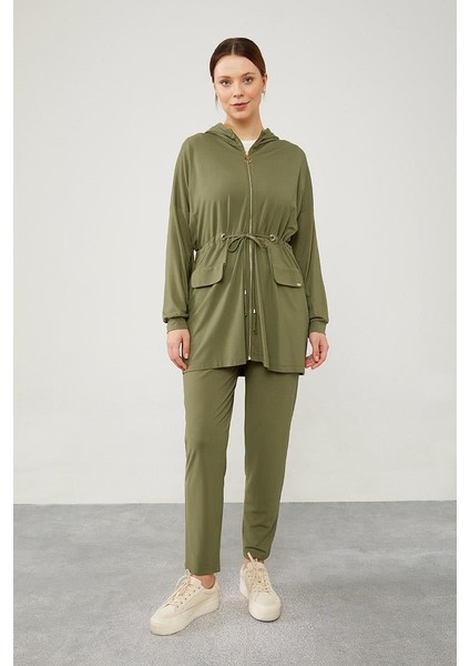 Haki Kapüşonlu Belden Büzülebilir İpli Spor Takım fiyatları