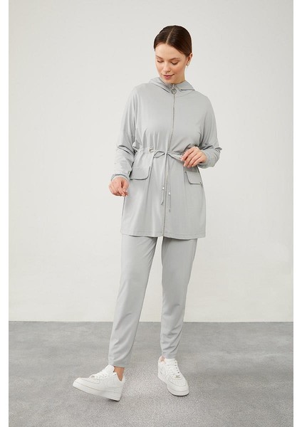 Gri Kapüşonlu Belden Büzülebilir İpli Spor Takım fiyatları