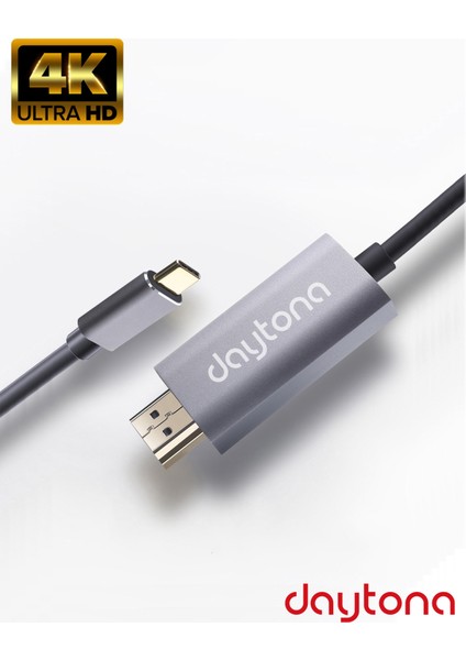 CH-01 Type-C To 4K Ultra Full Hd HDMI Usb-C Tak Çalıştır Görüntü Aktarım Kablosu