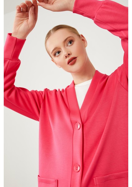 Fuşya Düğme Kapama Pantolonlu Hırka Takım indirimleri