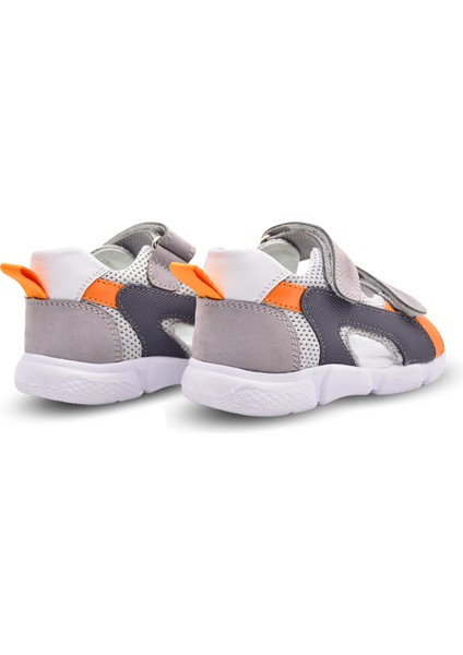 Samba Çift Cırtlı Air File Detaylı Deri Erkek Bebek Sandalet Gri fırsatları