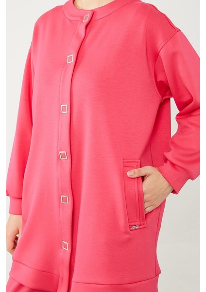 Fuşya Bisiklet Yaka Cepli Penye Pantolonlu Spor Takım fırsatları