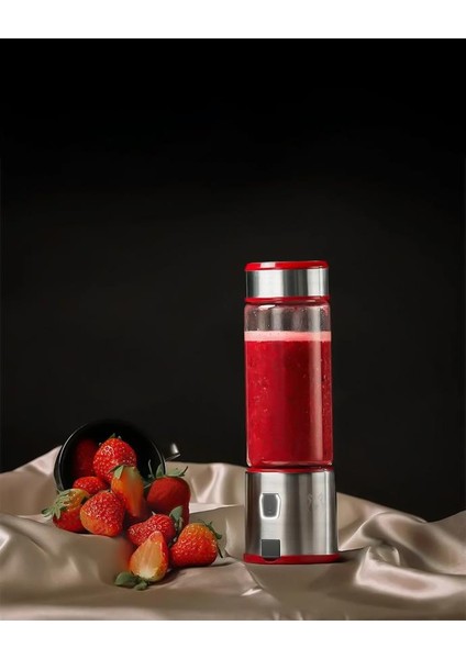 Cook&eat Blender - Şarj Edilebilir Blender - 450 ml - Gümüş-Kırmızı