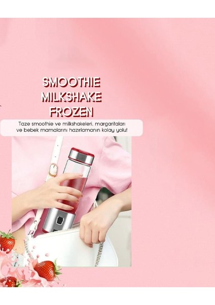 Cook&eat Blender - Şarj Edilebilir Blender - 450 ml - Gümüş-Kırmızı