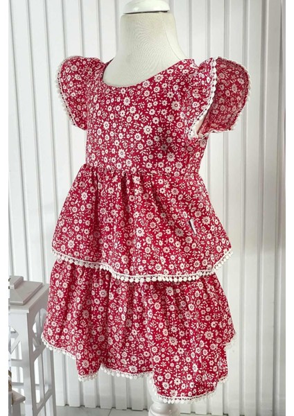 Çiçekli Elbise Kırmızı MDVK118 modelleri