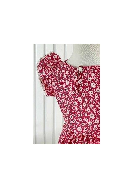 Çiçekli Elbise Kırmızı MDVK118 fırsatları