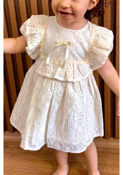 Kare Yaka Elbise Ekru MDVK126