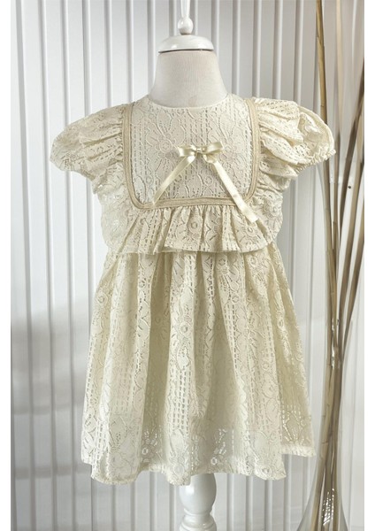 Kare Yaka Elbise Ekru MDVK126 fırsatları