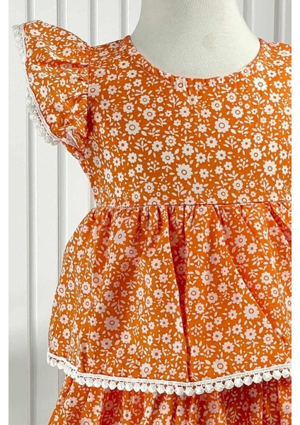 Çiçekli Elbise Turuncu MDVK118 fiyatları