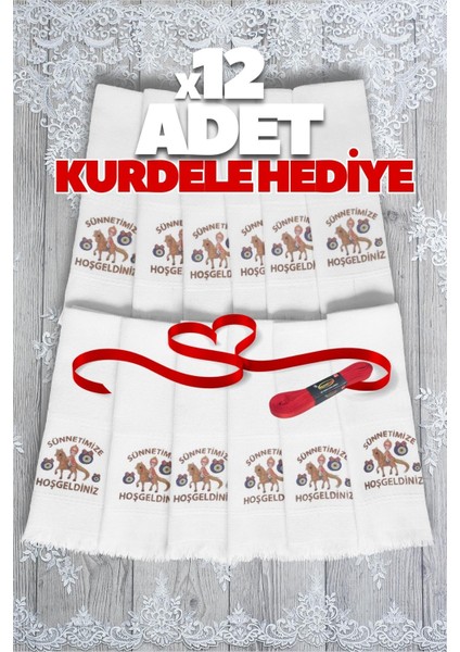 12 Adetli Saçaklı Düğün Havlusu Kurdele Hediyeli Desenli Konvoy Havlusu Ekonomik Model