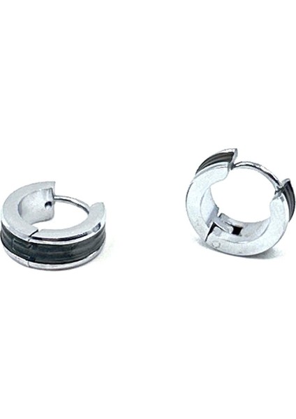 Siyah - Gümüş Renk Yuvarlak Unisex Küpe EAR21 fiyatları