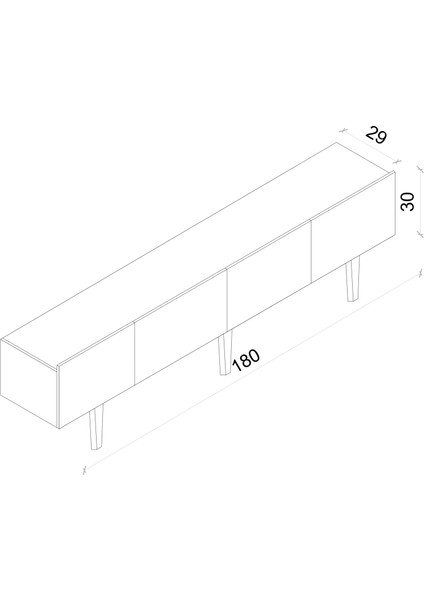 Capella Country 4 Kapaklı Ahşap Ayaklı 180 cm Tv Ünitesi