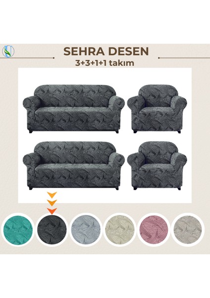 Jakarli Koltuk ,kanepe, Çekyat Örtüsü ,koltuk Kılıfı Sehra Desen 3+3+1+1 Takım