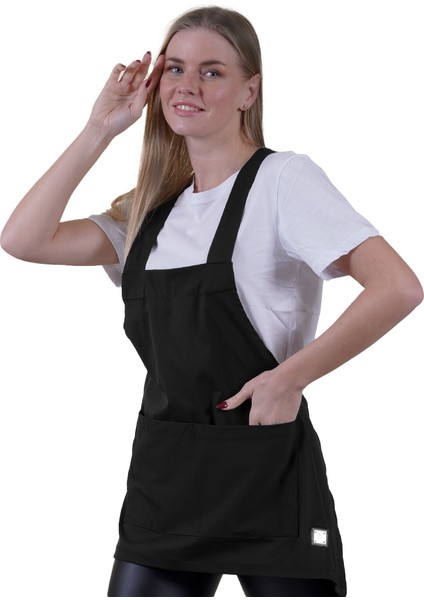Siyah Çift Cepli Basic Çok Amaçlı Önlük Apron Şef Barista Ressam Işçi Mutfak Önlüğü fırsatları