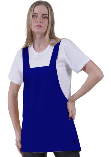 Saks Mavisi Çift Cepli Basic Çok Amaçlı Önlük Apron Şef Barista Ressam Işçi Mutfak Önlüğü