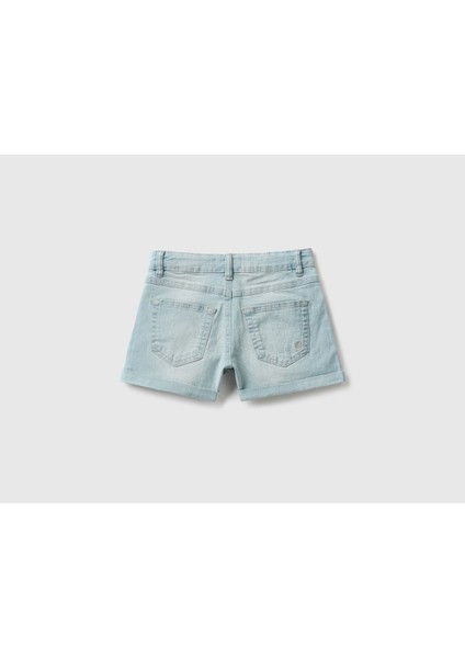 Benetton Kız Çocuk Şort Koyu Denim Beş Cepli Eco-Recycle Denim 4XA2C9010 fiyatları