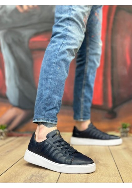 BA0348 Içi Dışı Deri Bağcıklı Lacivert Casual Erkek Ayakkabı