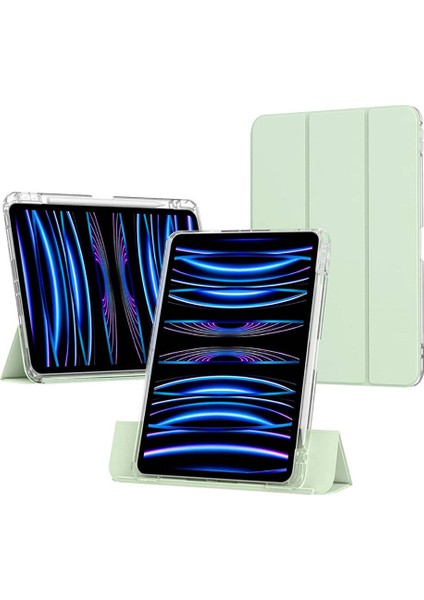 Apple iPad Air 11inç M2 Air 4/5/6. Nesil 10.9 Kılıf Kalem Bölmeli Akrilik Şeffaf Ayrılabilir Case A2902 A2903 A2904