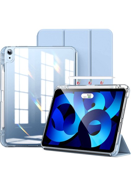 Apple iPad Air 11inç M2 Air 4/5/6. Nesil 10.9 Kılıf Kalem Bölmeli Akrilik Şeffaf Ayrılabilir Case A2902 A2903 A2904