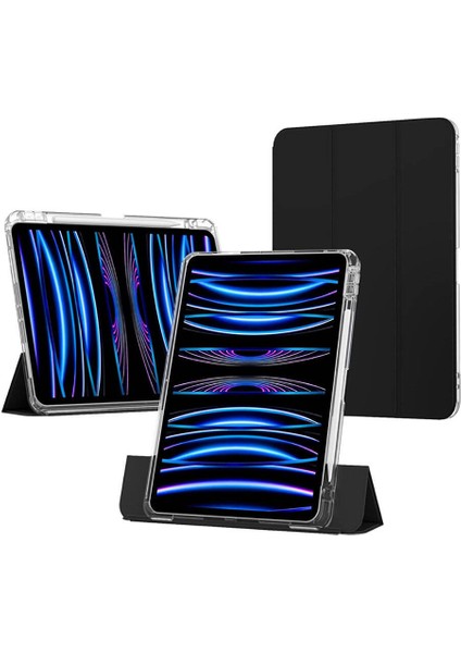 Apple iPad 11.Nesil A16 11inç/10.Nesil 10.9inç Kılıf Kalem Bölmeli Akrilik Şeffaf Ayrılabilir Case