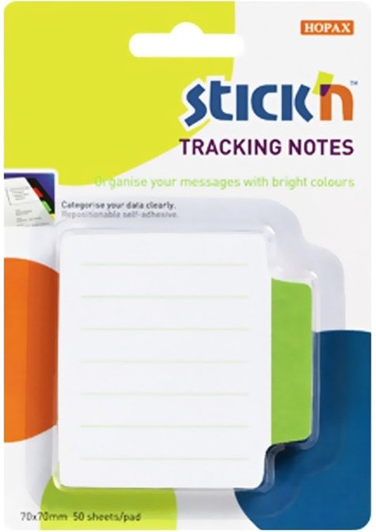Stickn Stick'n 21486 Yapışkanlı Not Kağıdı 70X70 Çizgili Beyaz-Yeşil