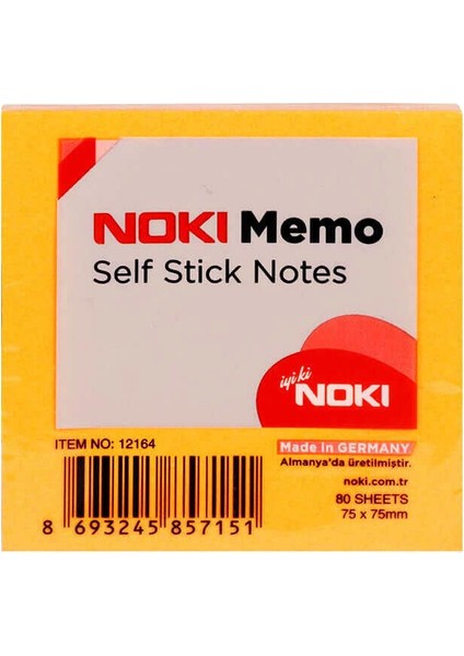 Yapışkanlı Not Kağıdı 75X75 mm Memo Orange 80 Yaprak