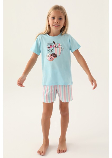 2887 My True Kız Çocuk Şort Pijama Takım