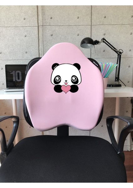 X-Large Visco Bel Destek Gamer Oyuncu Koltuk Yastığı- Pembe Panda