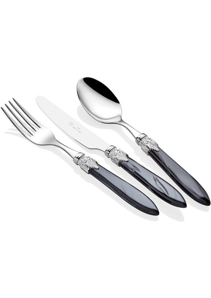 Rıvadoss Lauro Chrome Siyah 75 Parça Çatal Bıçak Seti