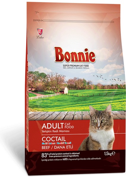 Renkli Taneli Dana Etli Yetişkin Kedi Maması 1,5 kg