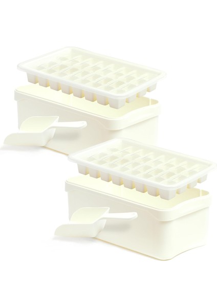 2'li Paket | Dondurucu Için Kutulu Buzluk Tepsileri | Mini Yapımcı Kapağı | Kolay Tepsi, Kova ve Konteyner Kapakları Dahildir (%100 Bpa Içermez) | Toplam 64 Buz Küpü (Yurt Dışından)