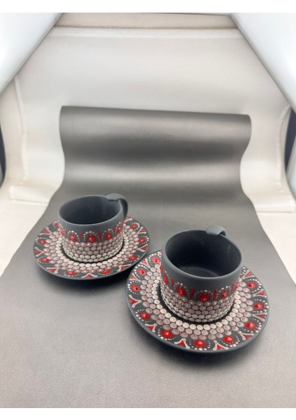 El Yapımı Kişiye Özel Hediyelik Dot Mandala Fincan Seti fiyatları