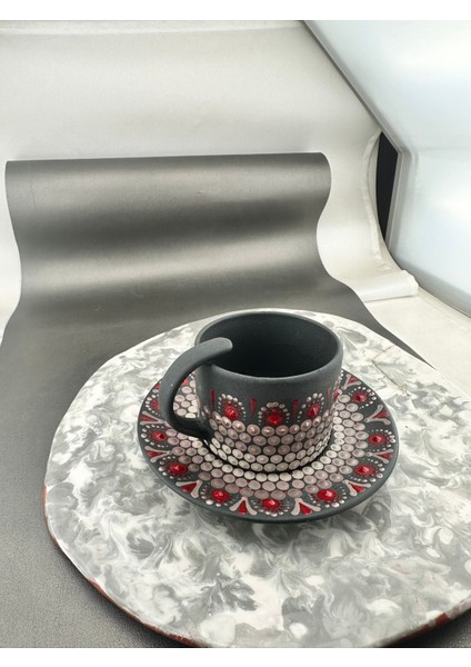 El Yapımı Kişiye Özel Hediyelik Dot Mandala Fincan Seti modelleri