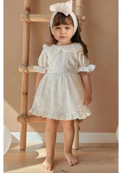 Bebe Yaka Elbise Ekru MDVK128 fiyatları