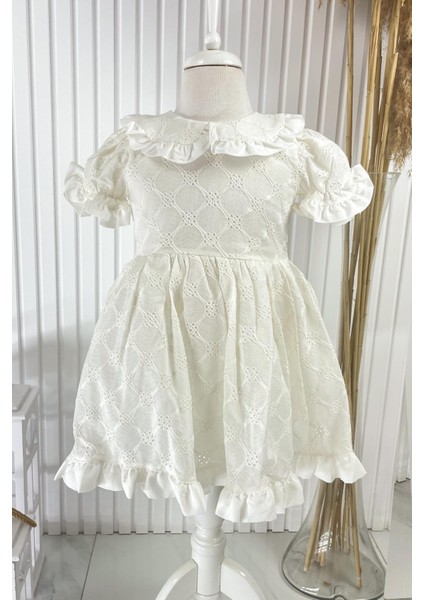 Bebe Yaka Elbise Ekru MDVK128 modelleri