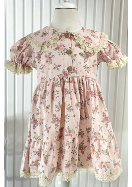 Vintage Elbise Pembe MDVK130