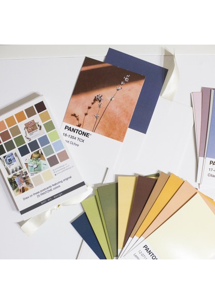 Pantone 25 Adet Toprak Renler Postcards Scrapbooking Sanat Kartları