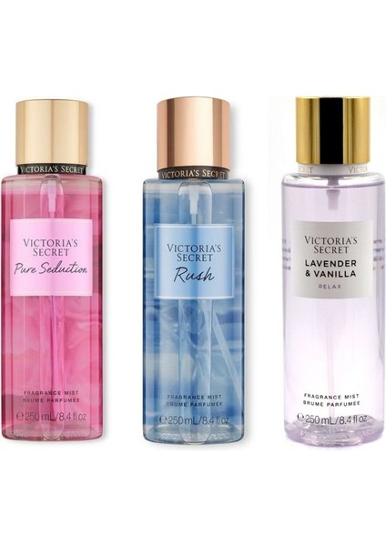 Vıctorıa's Secret Pure Seduction-Rush-Lavender ve Vanilla Vücut Spreyi Üçlü Set fırsatları