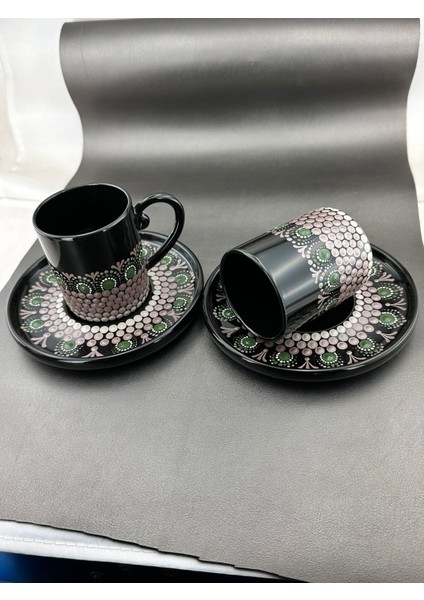 El Yapımı Kişiye Özel Hediyelik Dot Mandala Fincan Seti indirimleri