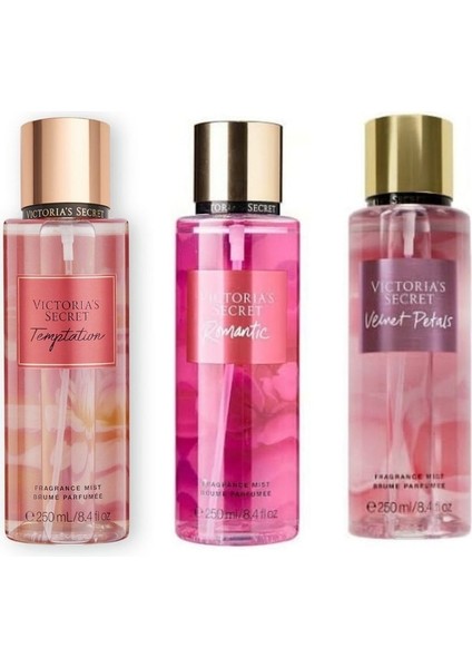 Vıctorıa's Secret Temptation-Romantic-Velvet Petals Vücut Spreyi Üçlü Set fırsatları
