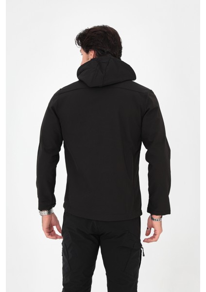 CAMP456 Outdoor Softshell Su Ve Rüzgara Dayanıklı içi Polarlı Seyyar Kapüşonlu Erkek Taktik Mont