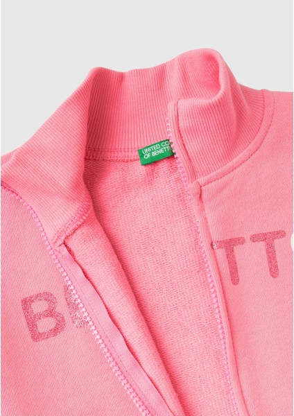 Benetton Kız Çocuk Sweatshirt Pembe Benetton Baskılı 3J68C503O