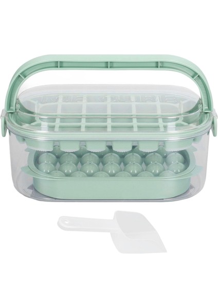Kapaklı Yuvarlak Kare Icecube Tepsileri 54 Buz Küpü Kürek Soğuk Tatlılar Saklama Piknikleri ([yumuşak Taban] Taze Yeşil 2 Katmanlı Set) (Yurt Dışından)
